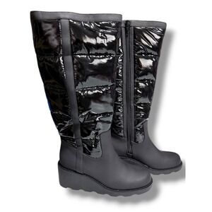 NIB INC International Concepts HILIAH Black Women's Sz 5 Tall Wedge Boots Puffer